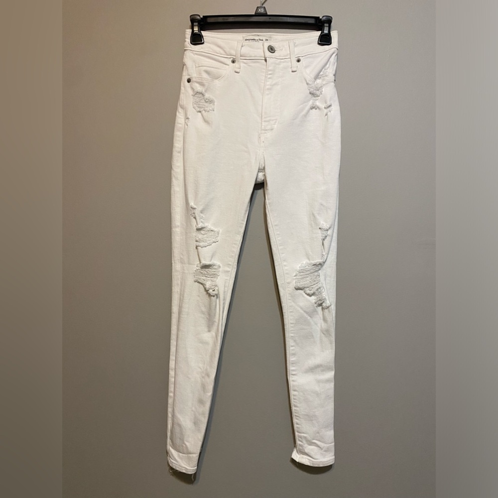 Abercrombie & Fitch White Ripped Jeans